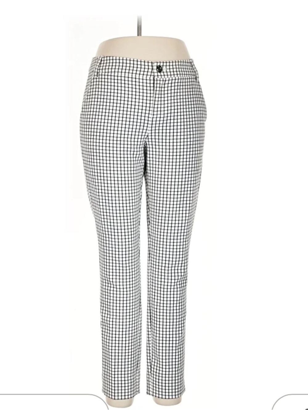 CAbi Black and White Check Plaid Straight-Leg Pants